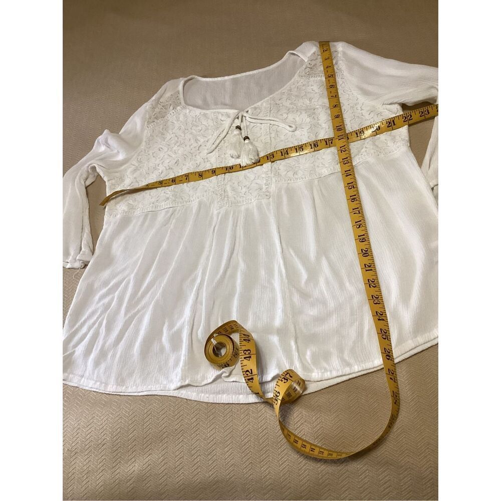 Women’s Lace Rayon Peasant Top L - Picture 5 of 8